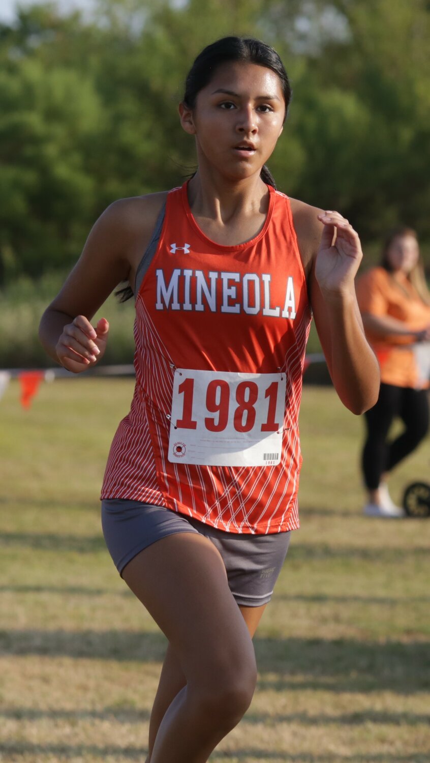 Lady Jacket Yareli Hernandez was one of six underclassmen who ran for the Lady Jackets last Friday.